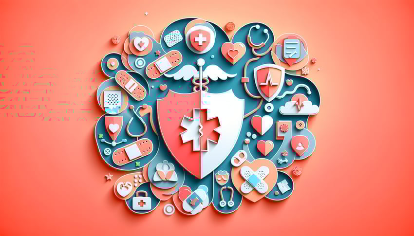 Paper art illustration showcasing a medical coverage inquiry form template for FormCreatorAI article