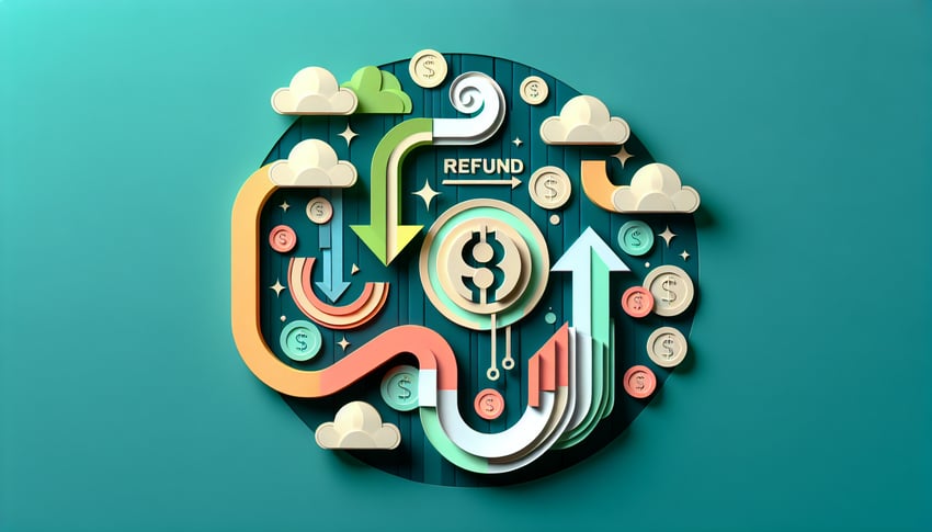 Paper art illustration related to refund request form template and FormCreatorAI services