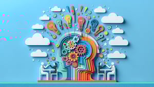 Paper art illustration depicting an employee engagement survey form template for FormCreatorAI