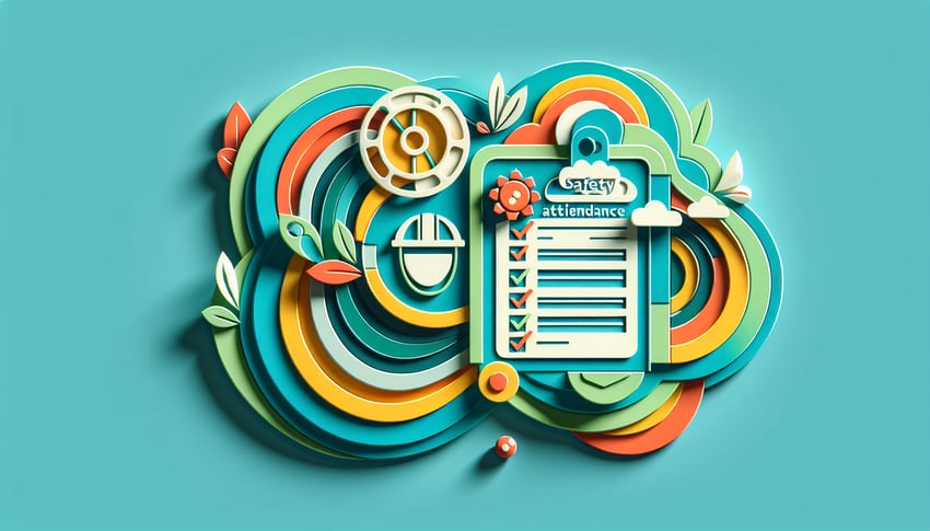 paper art illustration showcasing safety attendance form template design and features for FormCreatorAI article