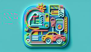 Paper art illustration showcasing a vehicle registration parking permit form template with various design elements.