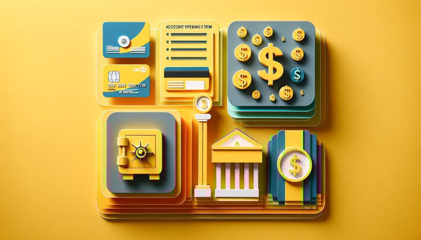 Paper art illustration depicting an account opening form template for FormCreatorAI article