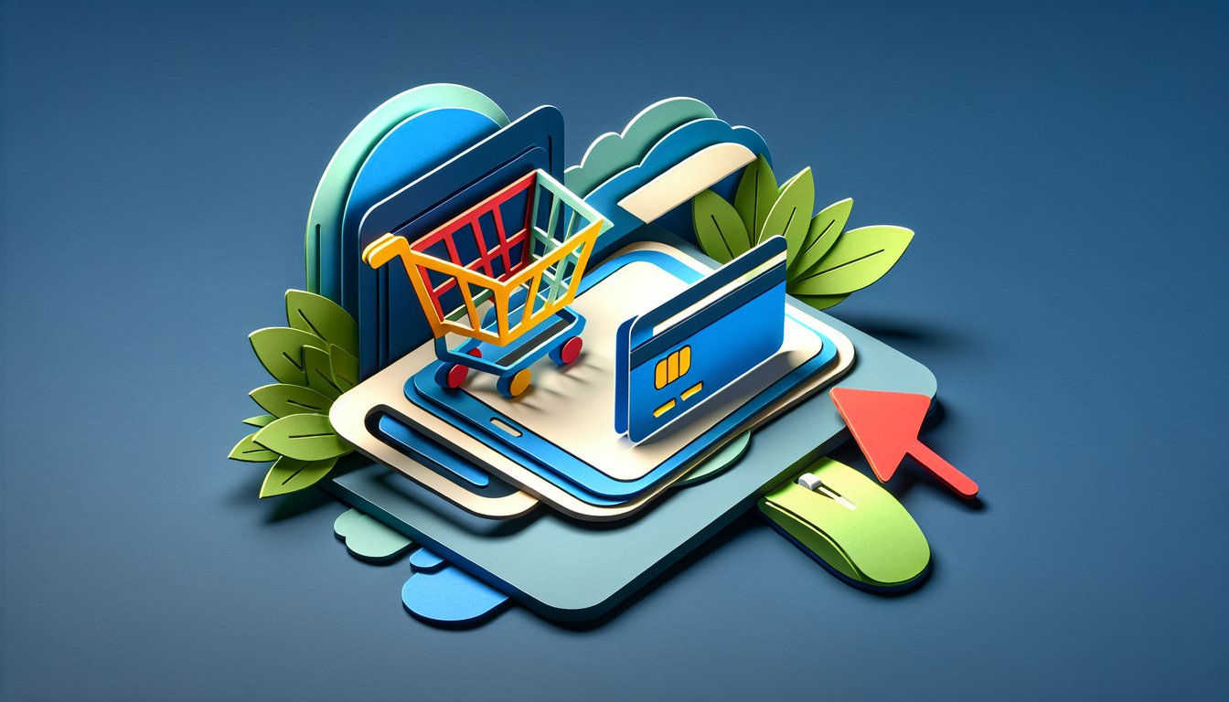 Paper art illustration showcasing an online product purchase form template for FormCreatorAI article.