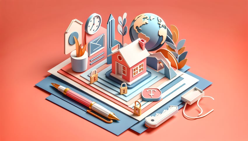 Paper art illustration depicting a residency application form for FormCreatorAI article.