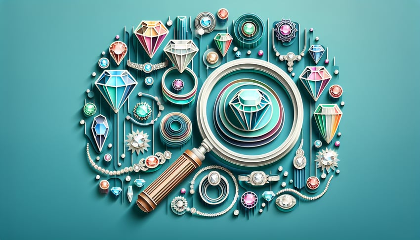 Paper art illustration depicting a jewelry appraisal form template for FormCreatorAI article.