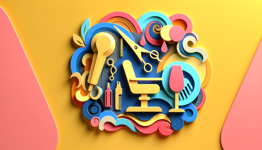 Paper art illustration depicting a hair salon waiver form for an article about FormCreatorAI