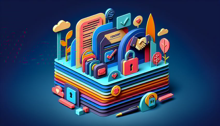 paper art illustration depicting a client intake consent form for FormCreatorAI article