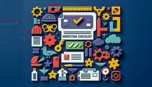 Paper art illustration depicting a uniform inspection checklist template with various sections and checkboxes.