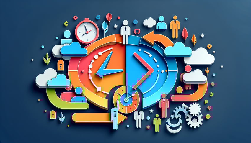 Paper art illustration depicting an employee shift change form with a clean and organized layout