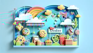 colorful paper art illustration depicting a cookie order form template for FormCreatorAI article