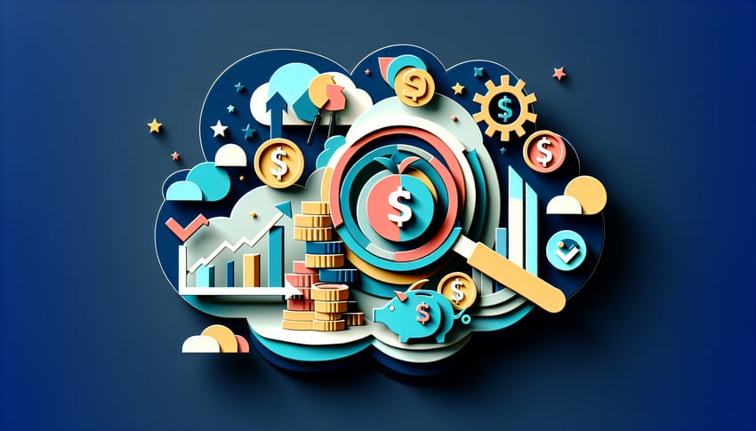 Paper art illustration depicting a money tracker form template used in financial tracking and management.