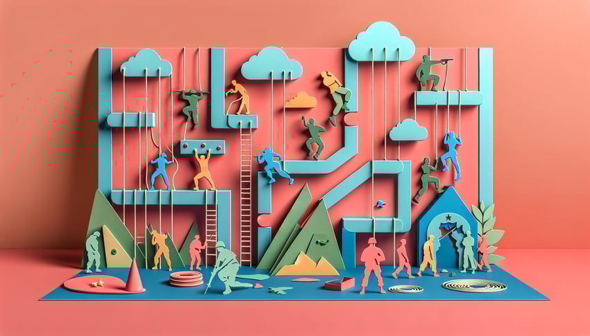 Paper art illustration depicting an army training schedule form template for FormCreatorAI article