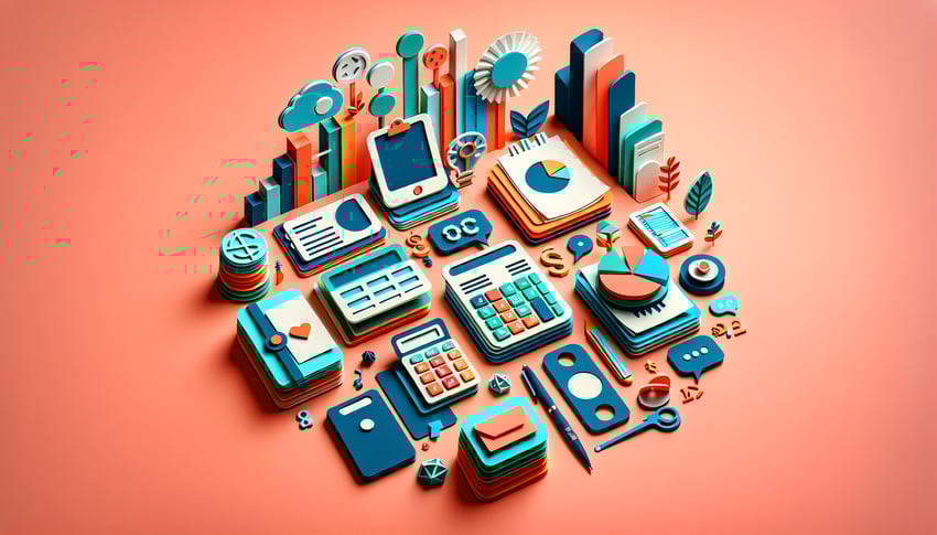 paper art illustration depicting a bookkeeping client intake form with sections for information and client details