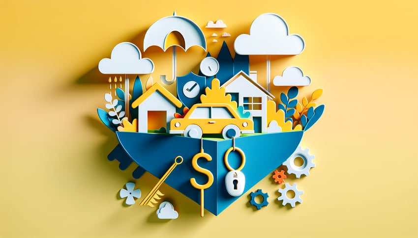 Paper art illustration depicting a gap insurance refund form template for FormCreatorAI.