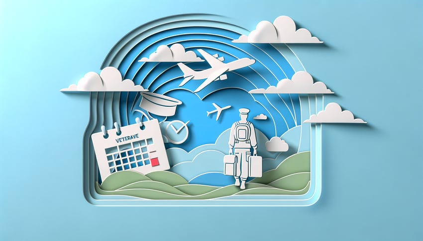 Paper art illustration depicting a military leave form template for FormCreatorAI article