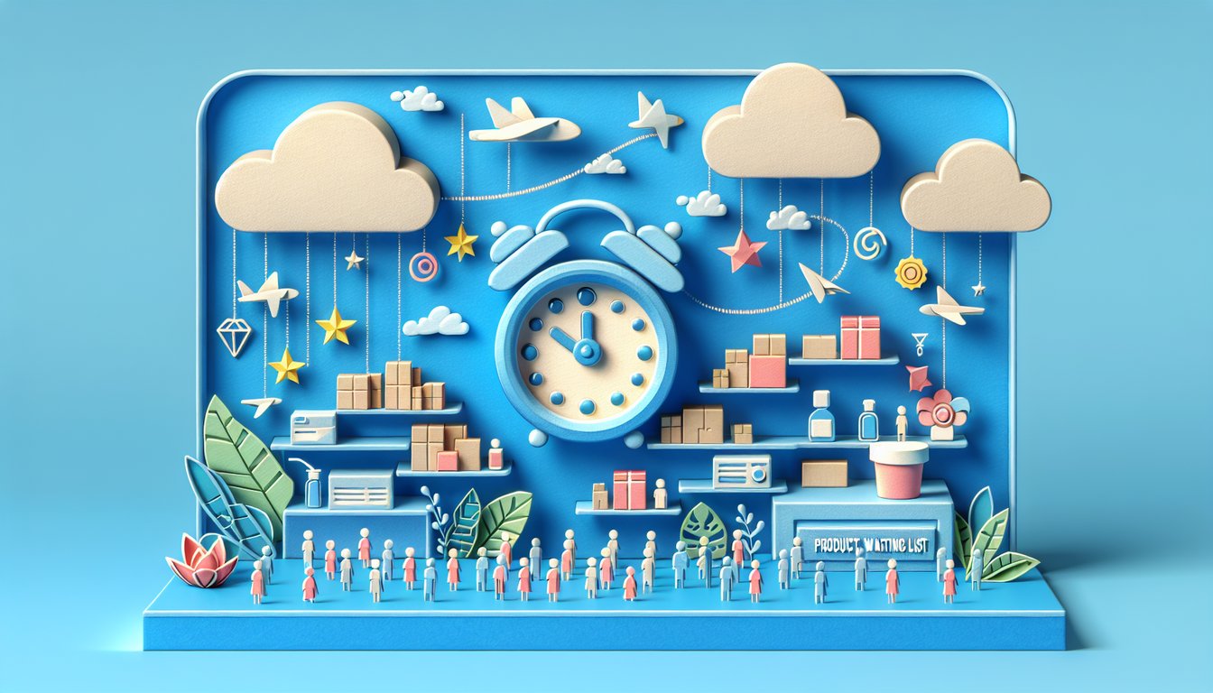 Paper art illustration depicting a product waiting list form for FormCreatorAI article