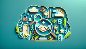 Paper art illustration featuring a job requisition form template for FormCreatorAI article