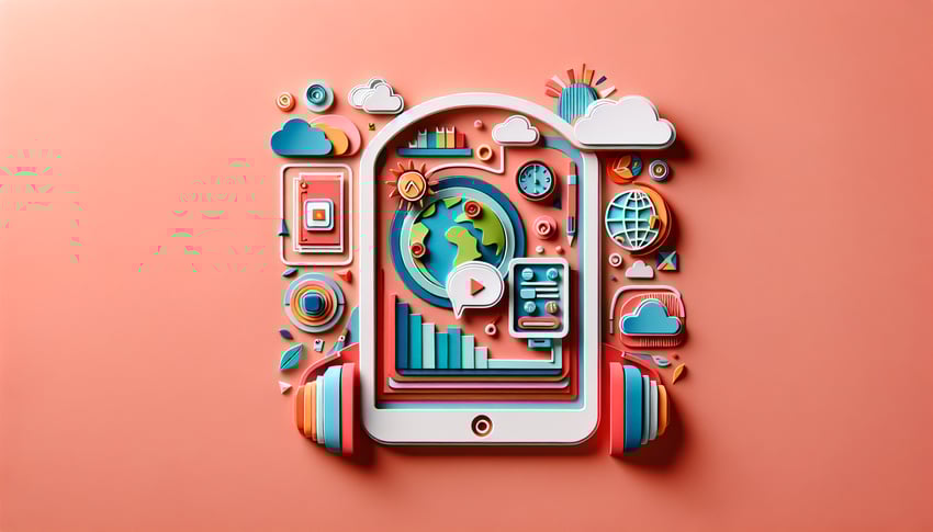 paper art illustration representing feedback forms for e-learning sessions in a digital learning context