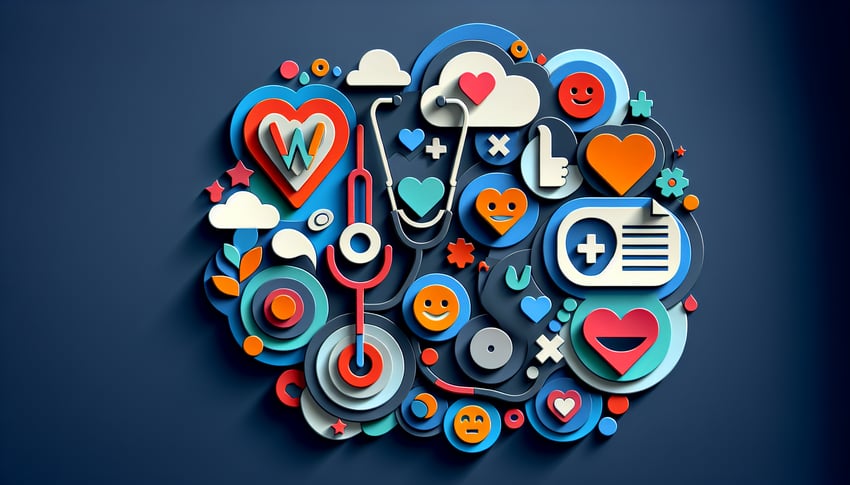 paper art illustration depicting a patient satisfaction survey form template for FormCreatorAI article