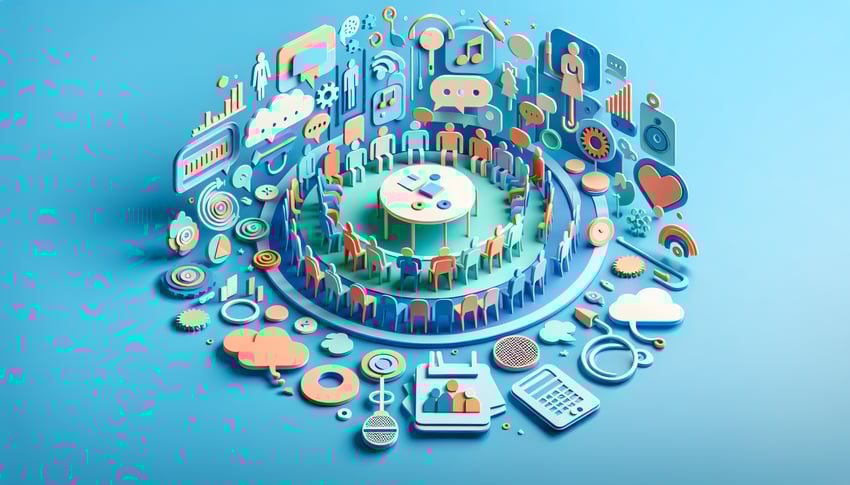Paper art illustration showcasing a conference application form template design for FormCreatorAI article.