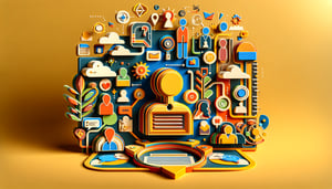 Paper art illustration featuring a questionnaire form design for a Get to Know You template in a digital context