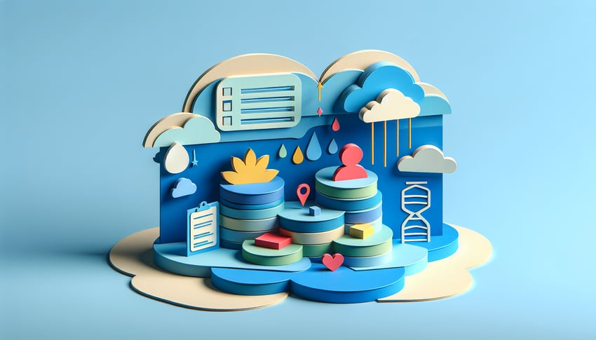 Paper art illustration depicting the DSM-5 Level 1 Cross-Cutting Symptom Measure Assessment Form Template