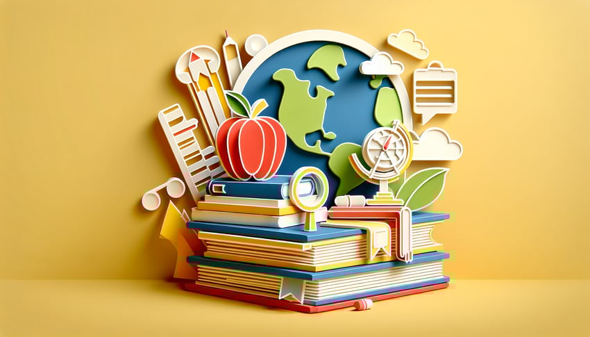 Paper art illustration representing a teaching job application form template for FormCreatorAI