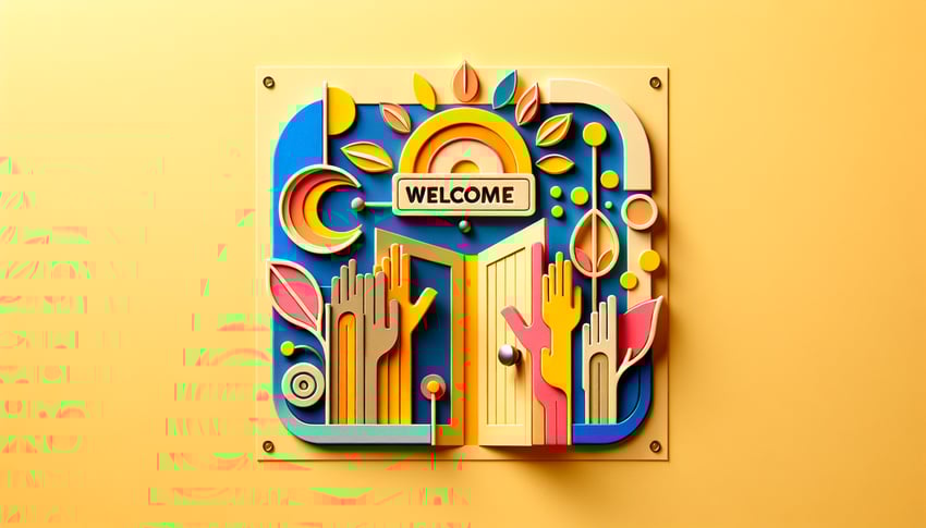 Paper art illustration depicting an intake form template for group sessions and new clients by FormCreatorAI