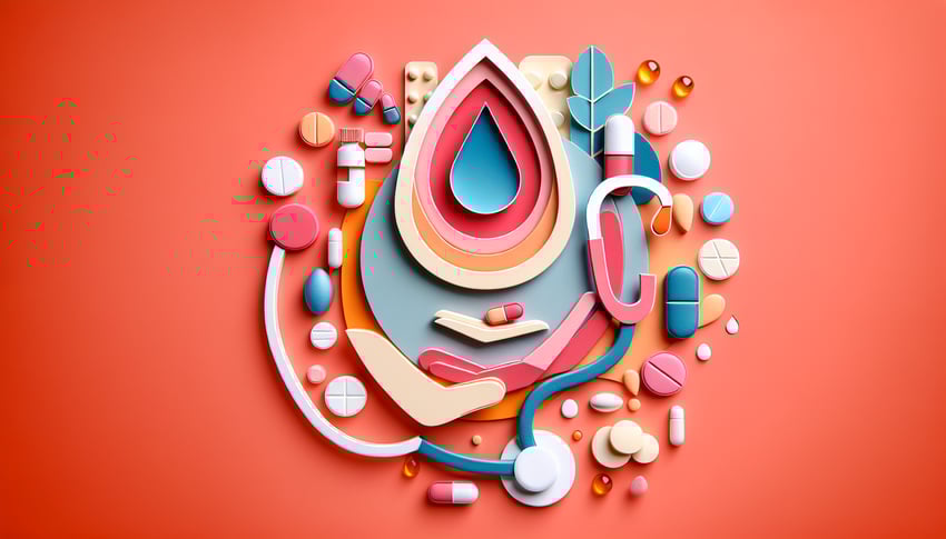 Paper art illustration showcasing a medication administration form template with labeled sections and stylized design elements