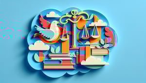 Paper art illustration representing a political ideology survey form with various option fields and icons.