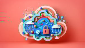 Paper art illustration depicting a data protection form template with design elements related to FormCreatorAI