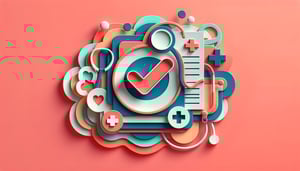 Paper art illustration featuring a medical clearance form with checkboxes and sections for patient information and signatures