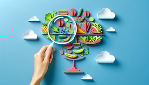 Paper art illustration showcasing a food evaluation form template design for FormCreatorAI article.