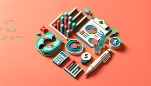 Paper art illustration depicting a financial audit checklist and related elements for FormCreatorAI article.