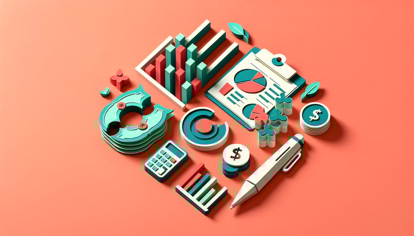 Paper art illustration depicting a financial audit checklist and related elements for FormCreatorAI article.