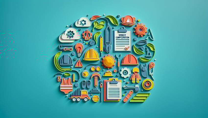 Paper art illustration depicting a worker compensation claim form for a FormCreatorAI article