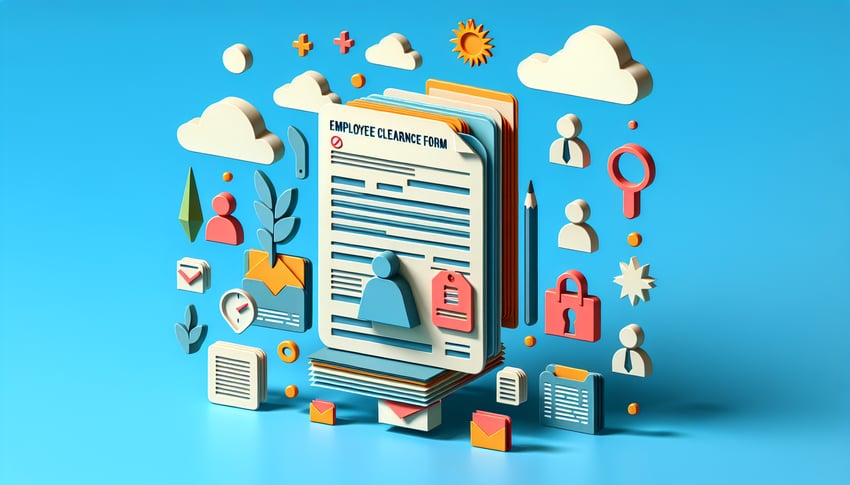 paper art illustration related to employee clearance form template and FormCreatorAI