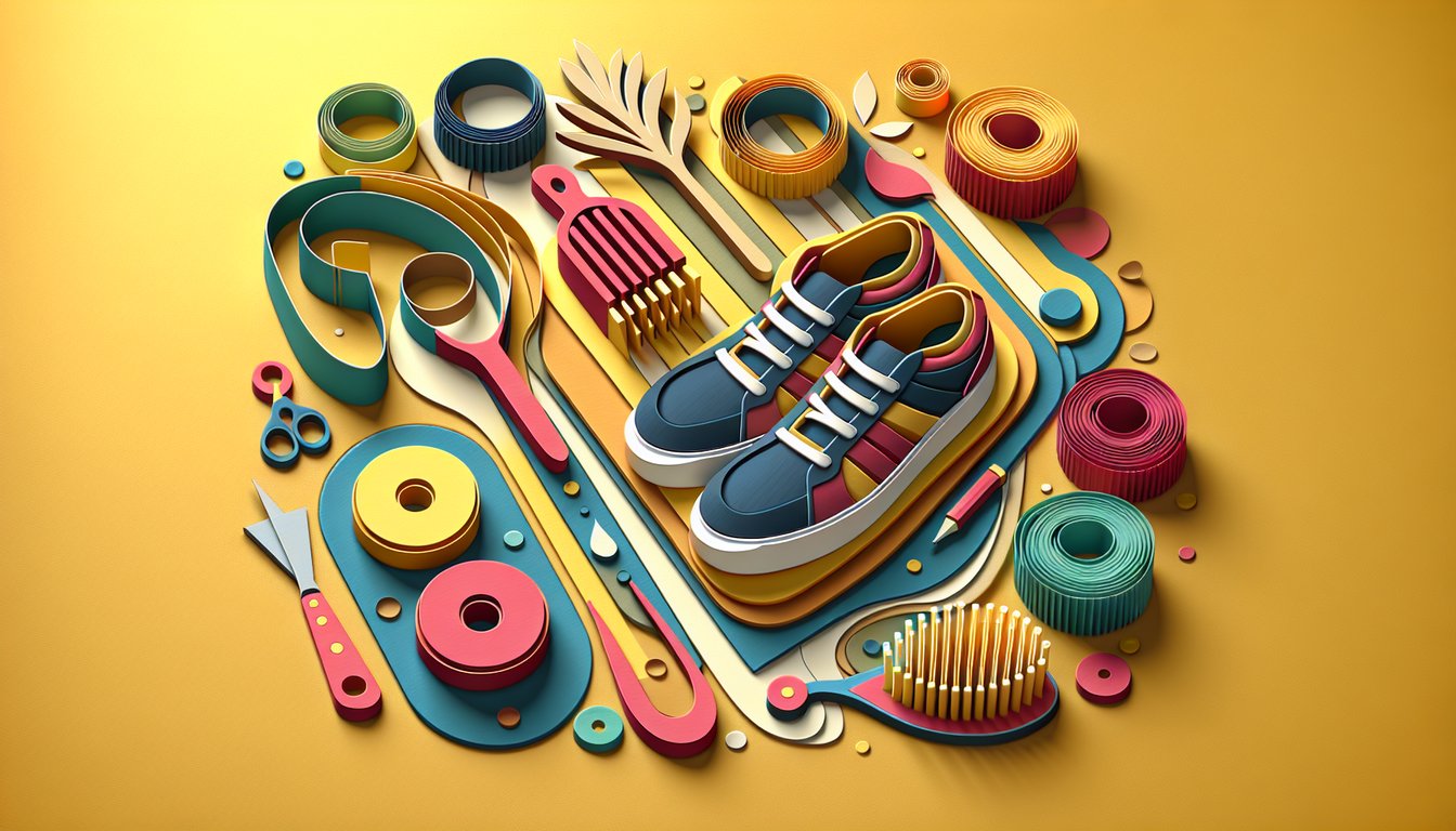 paper art illustration depicting a shoes order form template with stylish shoe designs and organized layout
