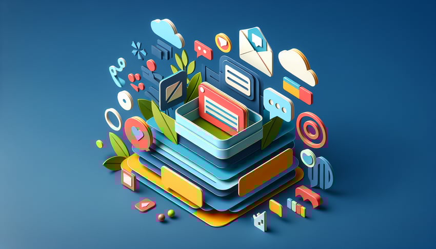 Colorful paper art illustration representing an advertising survey form template for FormCreatorAI article