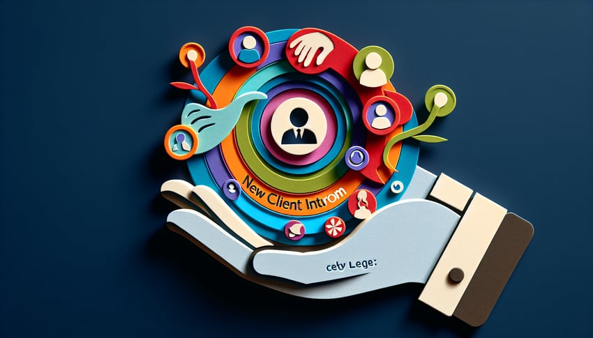 paper art illustration related to new client intro form template for FormCreatorAI