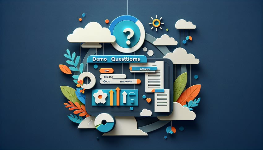 Paper art illustration showcasing a demo questions and answers form template for FormCreatorAI article