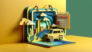 Paper art illustration showcasing a test drive booking form design for FormCreatorAI article.