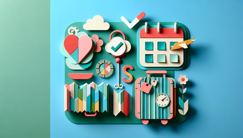 Paper art illustration featuring a confirmation booking form with stylish design elements and clear typography