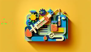 paper art illustration featuring a flu vaccine declination form and design elements related to health and immunization
