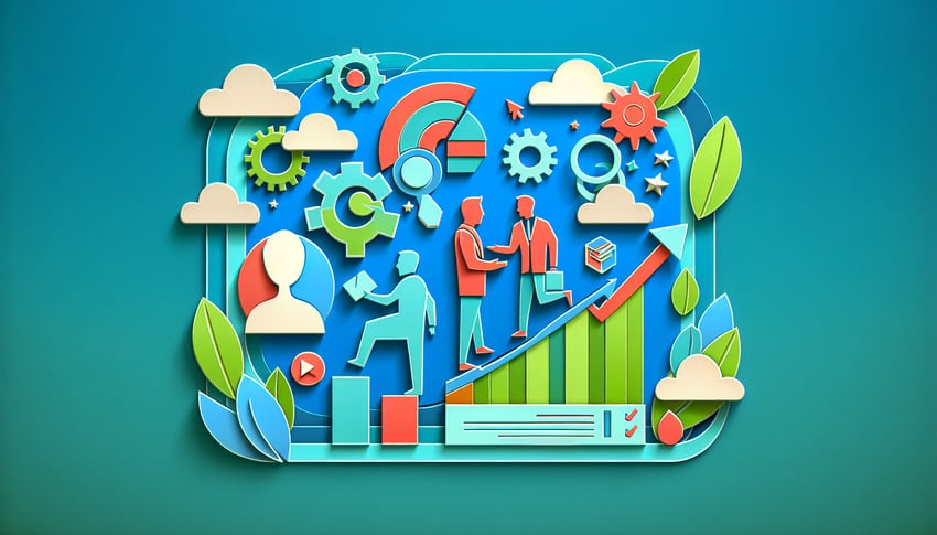 Paper art illustration depicting a performance counseling form template for FormCreatorAI article