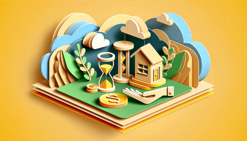 Paper art illustration representing an invoice request form for FormCreatorAI article