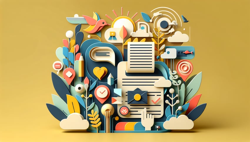 Paper art illustration depicting a customer sign off form template with creative design elements for FormCreatorAI article