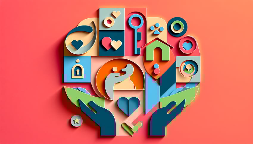 Paper art illustration related to SPCA adoption contract form template and FormCreatorAI services