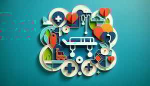 Paper art illustration depicting a hospital transfer form layout for FormCreatorAI article