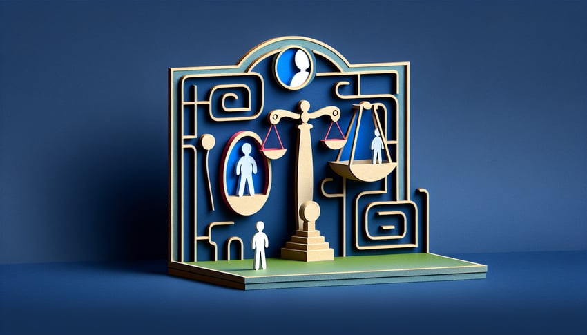 Paper art illustration related to self evaluation template form design and functionality for FormCreatorAI article